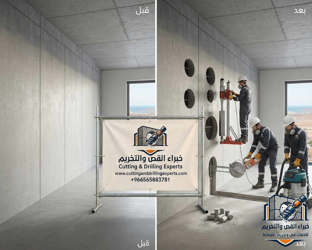 خدمات قص الخرسانة المسلحة وفتح الكور في رابغ باستخدام المنشار الماسي للمباني والمشاريع الإنشائية